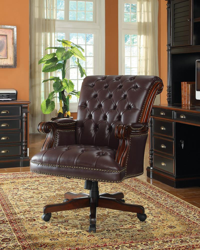 Tufted Adjustable Height Office Chair Dark Brown - What A Room