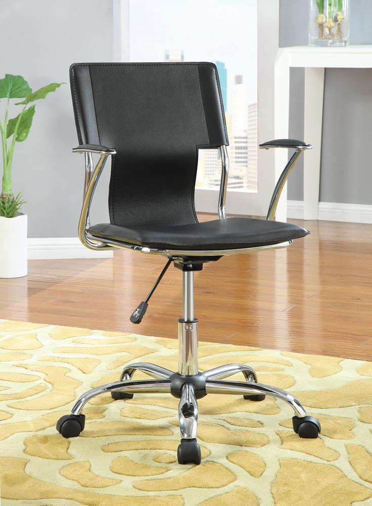 Adjustable Height Office Chair Black and Chrome - What A Room