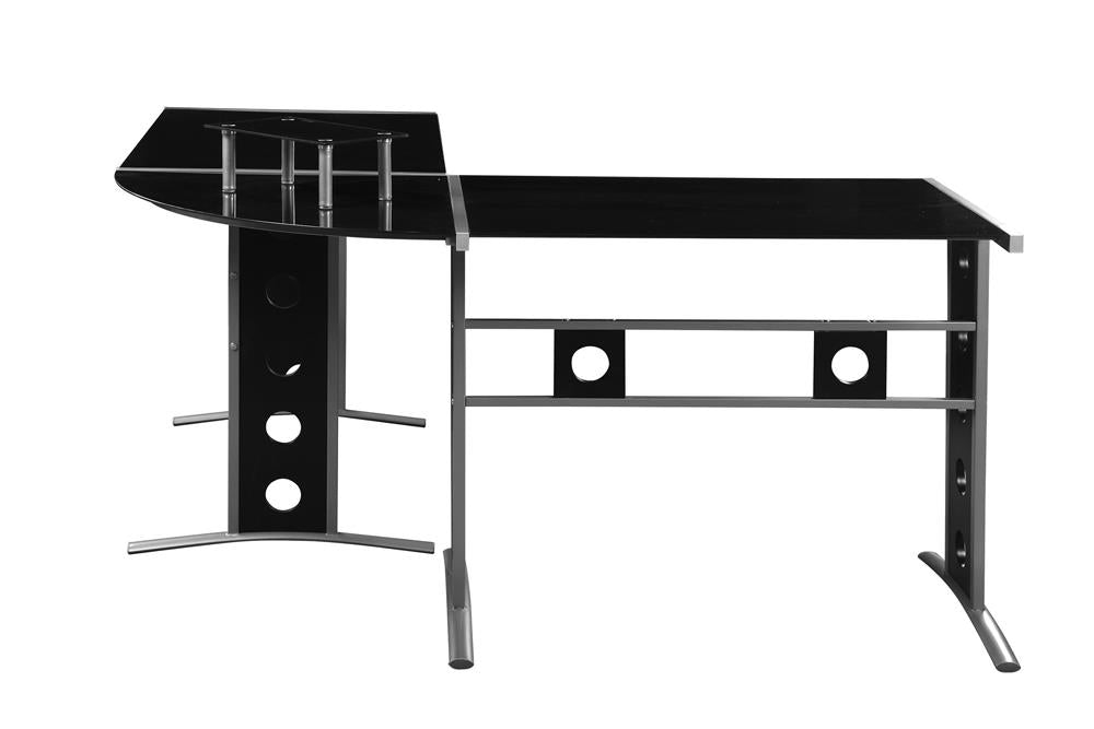 Keizer 3-piece L-shape Office Desk Set Black and Silver - What A Room