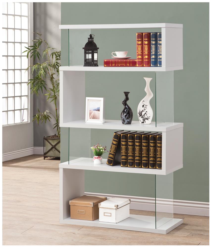 4-tier Bookcase White Glossy and Clear - What A Room