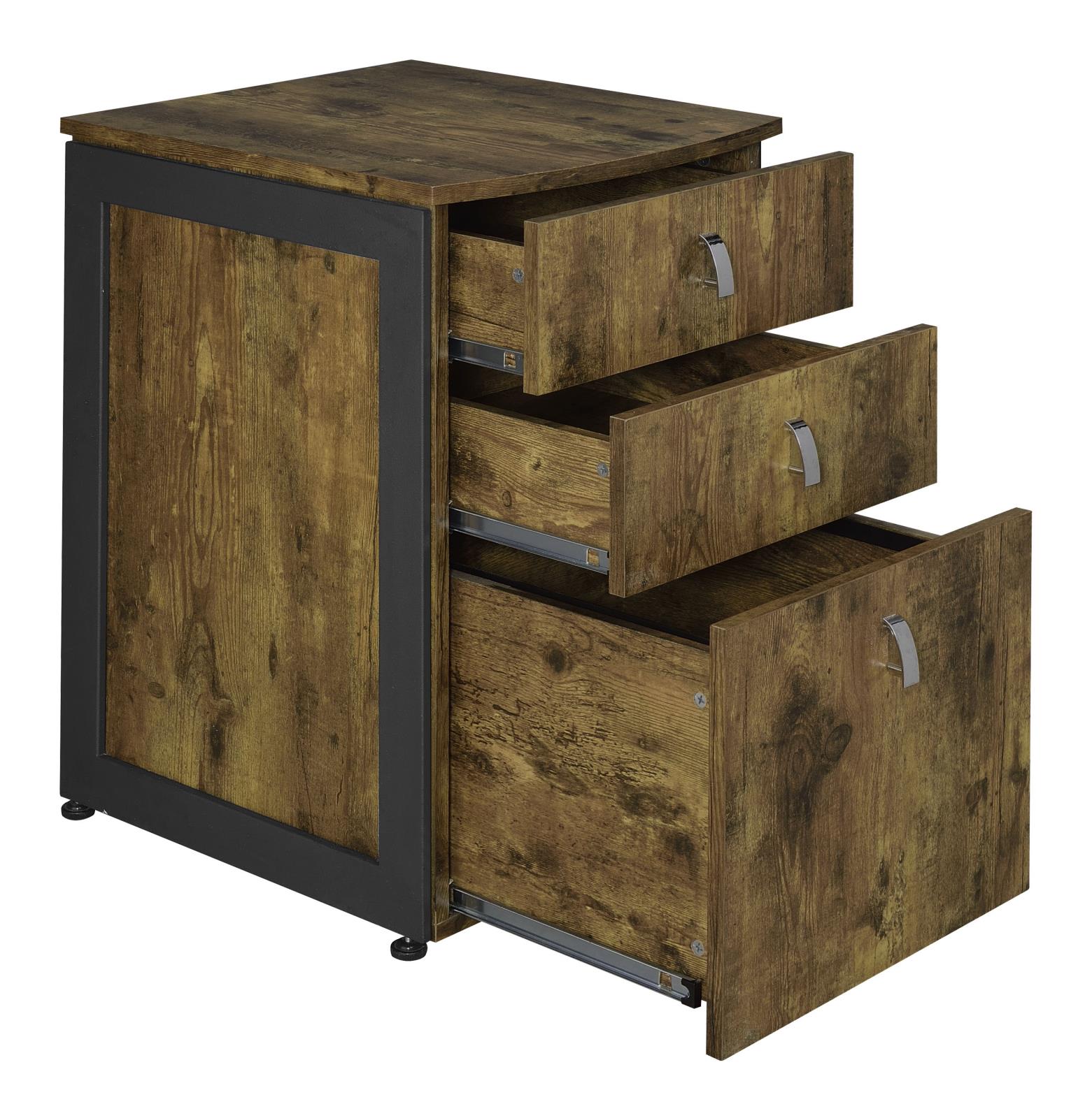 Estrella 3-drawer File Cabinet Antique Nutmeg and Gunmetal - What A Room