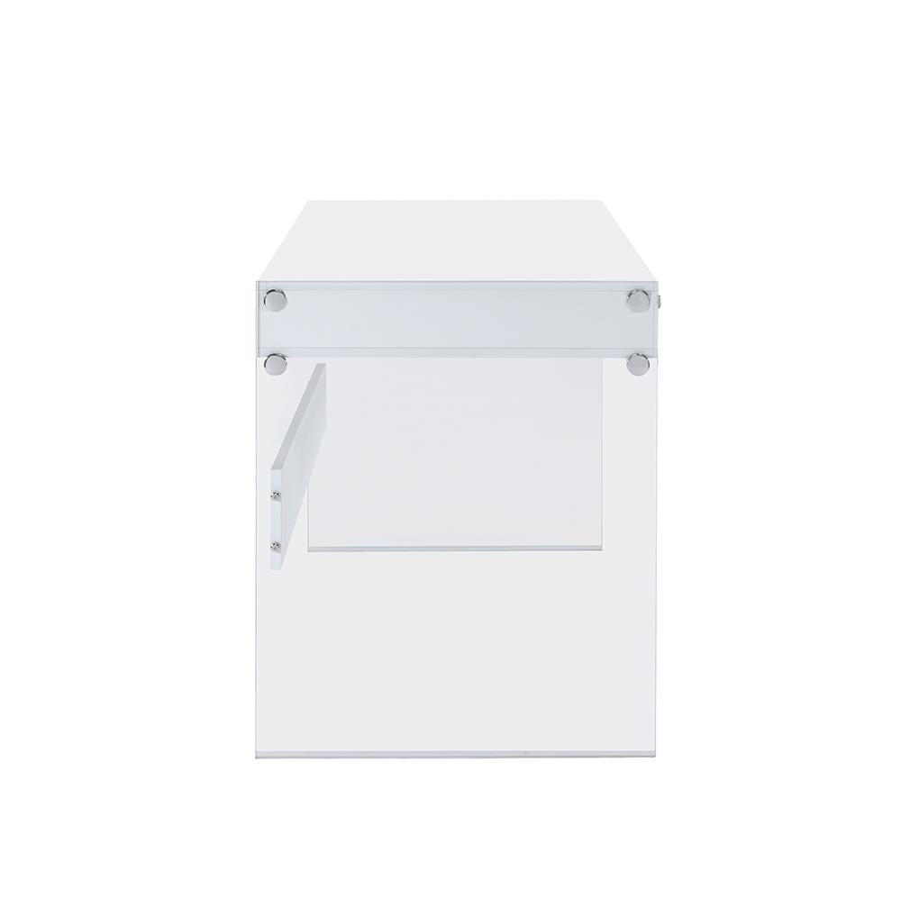 Dobrev 2-drawer Writing Desk Glossy White and Clear - What A Room