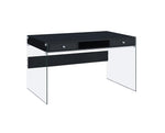 Dobrev 2-drawer Writing Desk Glossy Black and Clear - What A Room