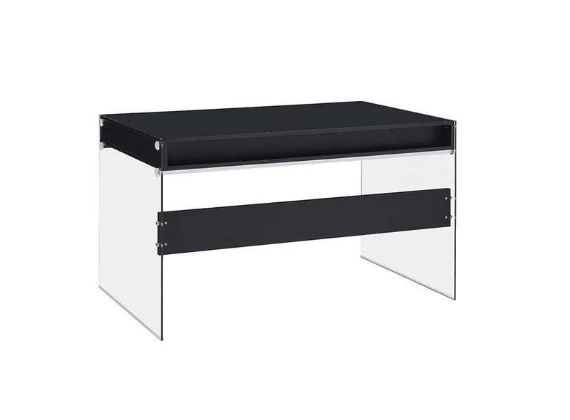 Dobrev 2-drawer Writing Desk Glossy Black and Clear - What A Room