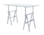 Statham Glass Top Adjustable Writing Desk Clear and Chrome - What A Room
