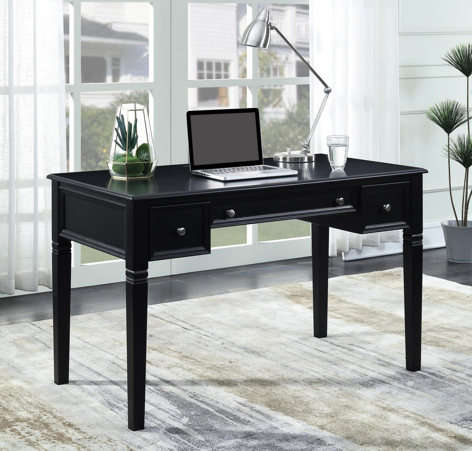 Constance Writing Desk with Power Outlet Black - What A Room