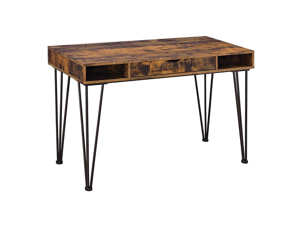 1-drawer Writing Desk Antique Nutmeg and Dark Bronze - What A Room