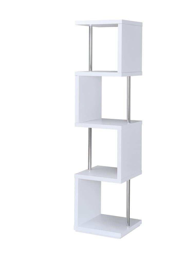 4-shelf Bookcase White and Chrome - What A Room