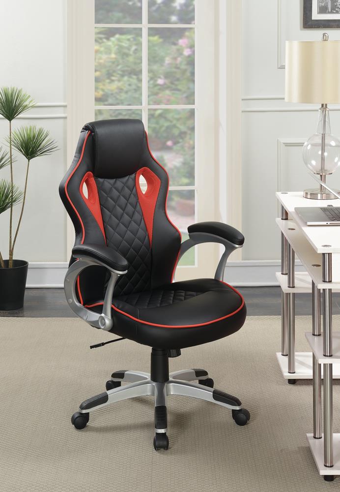 Upholstered Office Chair Black and Red - What A Room