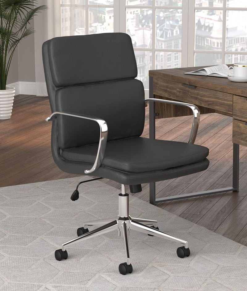 Standard Back Upholstered Office Chair Black - What A Room