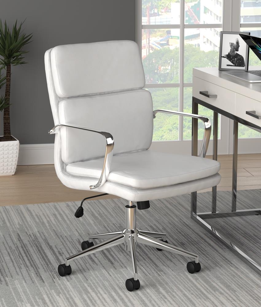 Standard Back Upholstered Office Chair White - What A Room