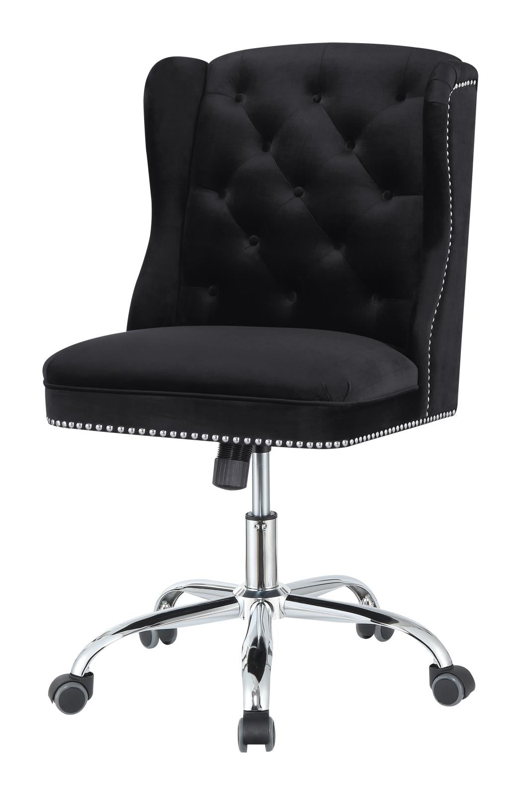 Upholstered Tufted Office Chair Black and Chrome - What A Room