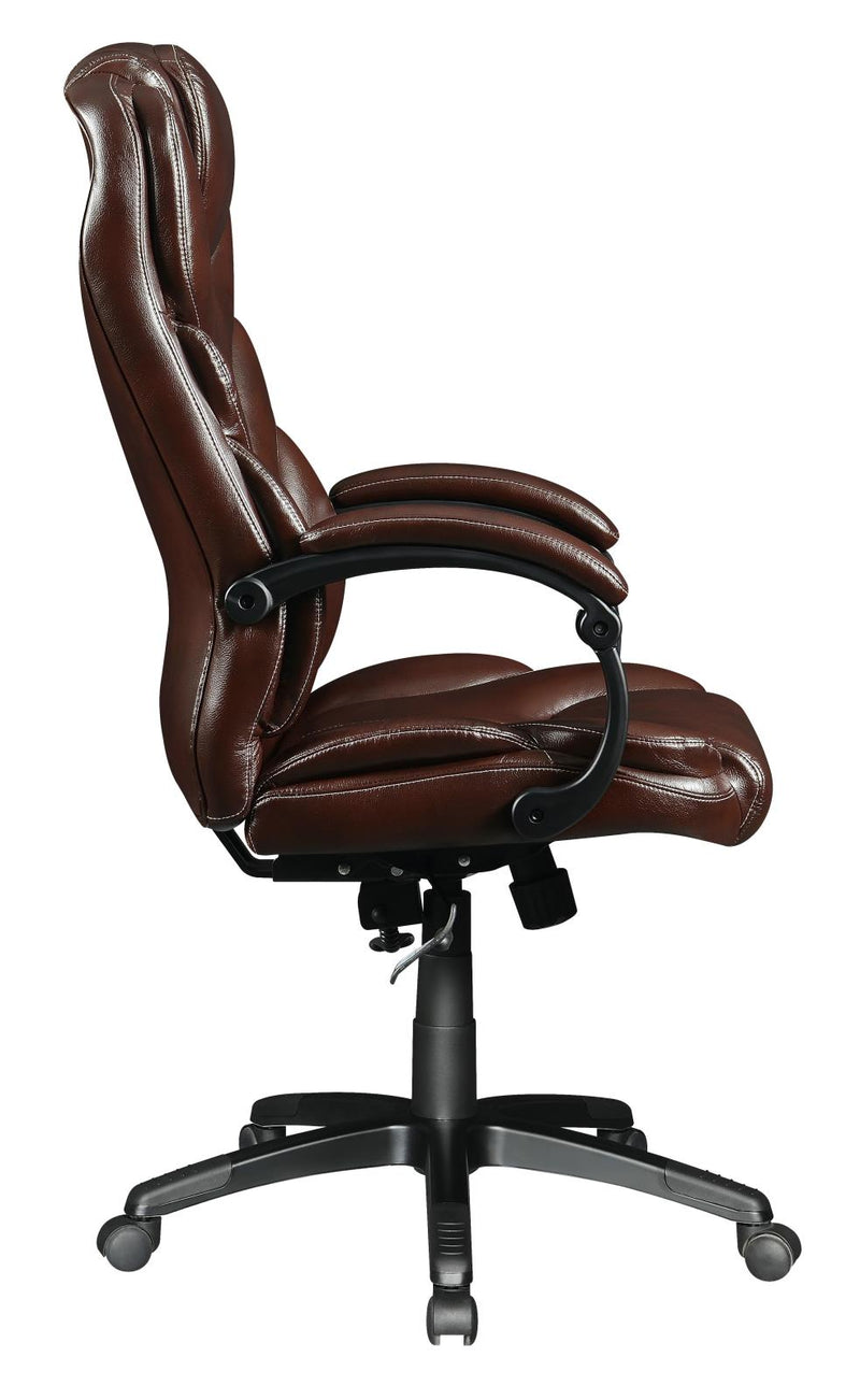 Upholstered Curved Arm Office Chair Brown and Black - What A Room