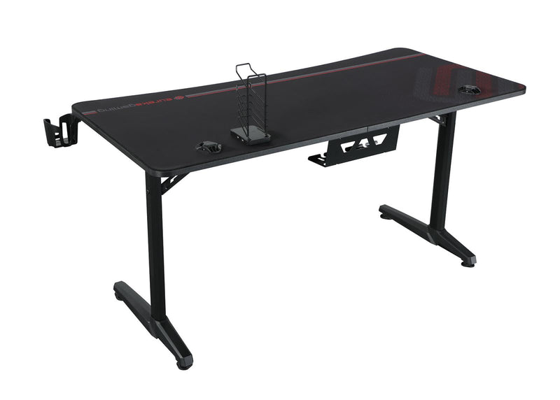 Tarnov Rectangular Metal Gaming Desk with USB Ports Black - What A Room
