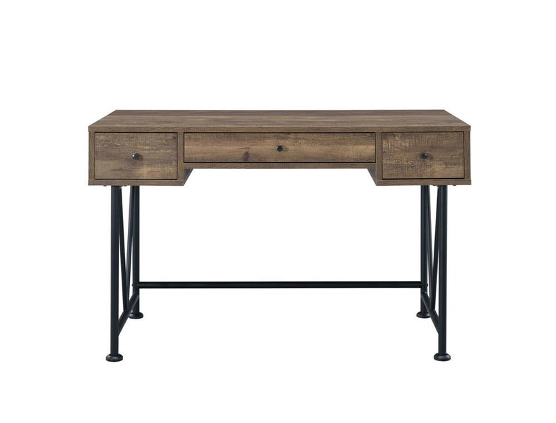 Analiese 3-drawer Writing Desk Rustic Oak and Black - What A Room