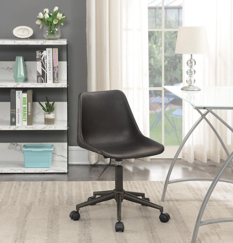 Adjustable Height Office Chair with Casters Brown and Rustic Taupe - What A Room