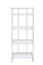 Ember 4-shelf Bookcase White High Gloss and Chrome - What A Room