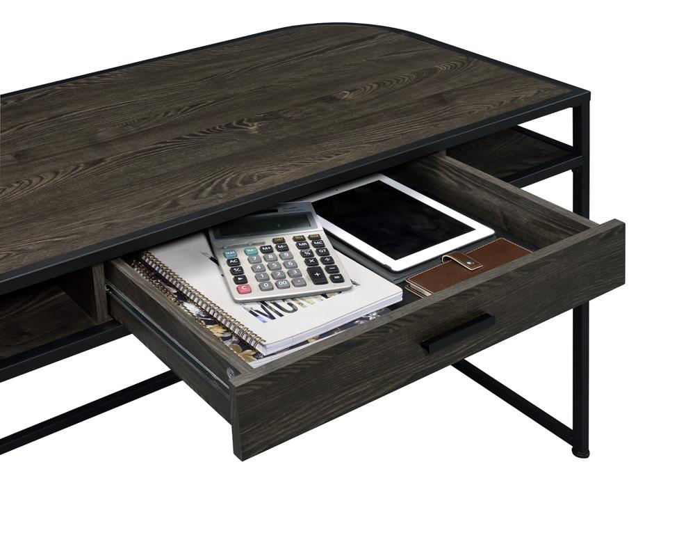 Ember 1-drawer Writing Desk Dark Oak and Sandy Black - What A Room