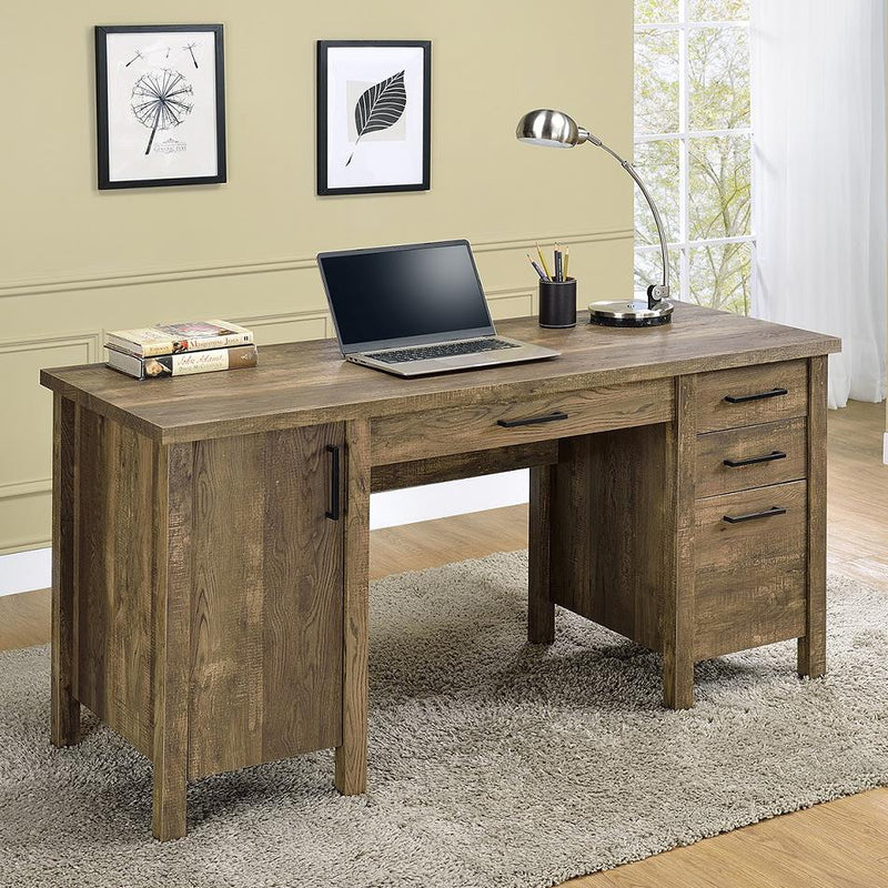 Tolar 4-drawer Adjustable Shelf Office Desk Rustic Oak - What A Room