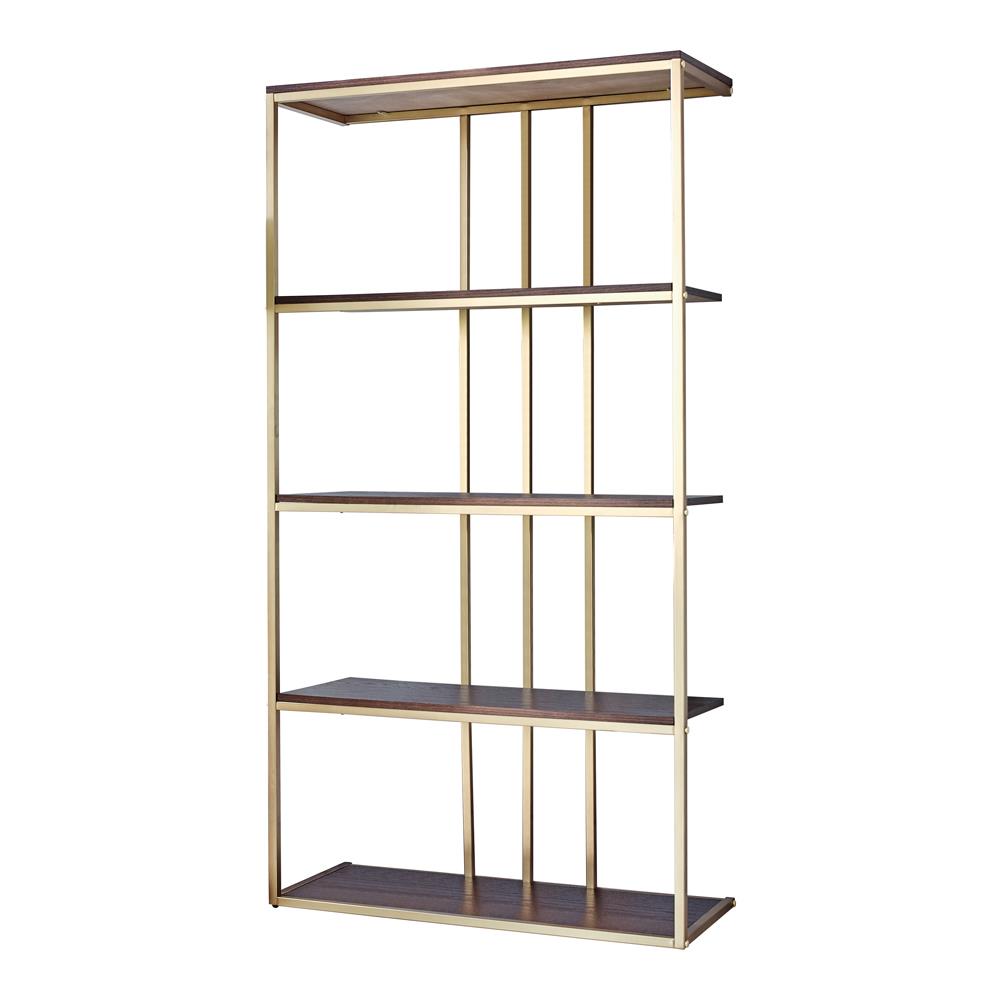 4-tier Metal Frame Bookcase Matte Brass and Cherry - What A Room