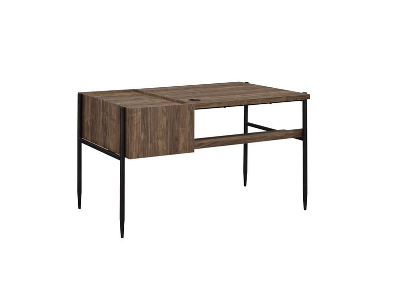 Lawtey 2-drawer Writing Desk with Outlet Aged Walnut - What A Room