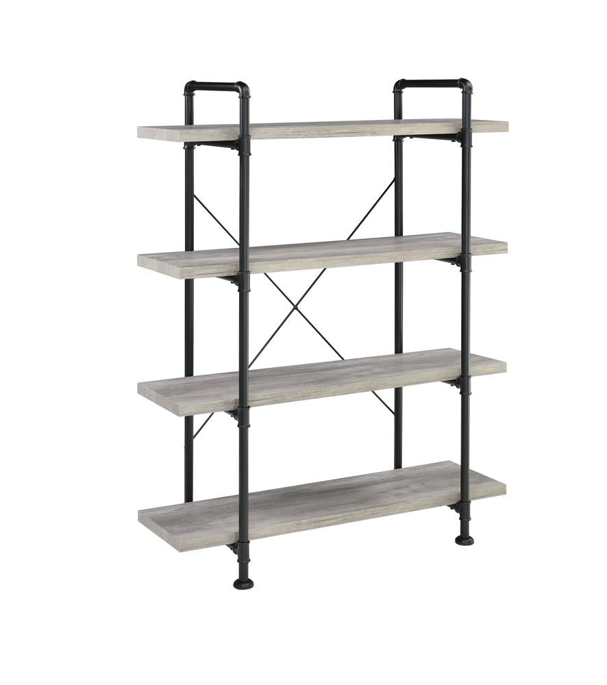 Delray 4-tier Open Shelving Bookcase Grey Driftwood and Black - What A Room