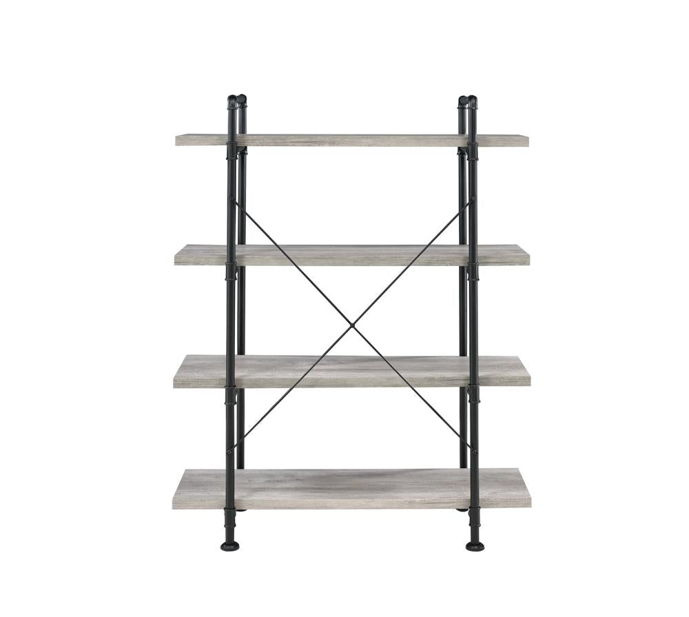 Delray 4-tier Open Shelving Bookcase Grey Driftwood and Black - What A Room