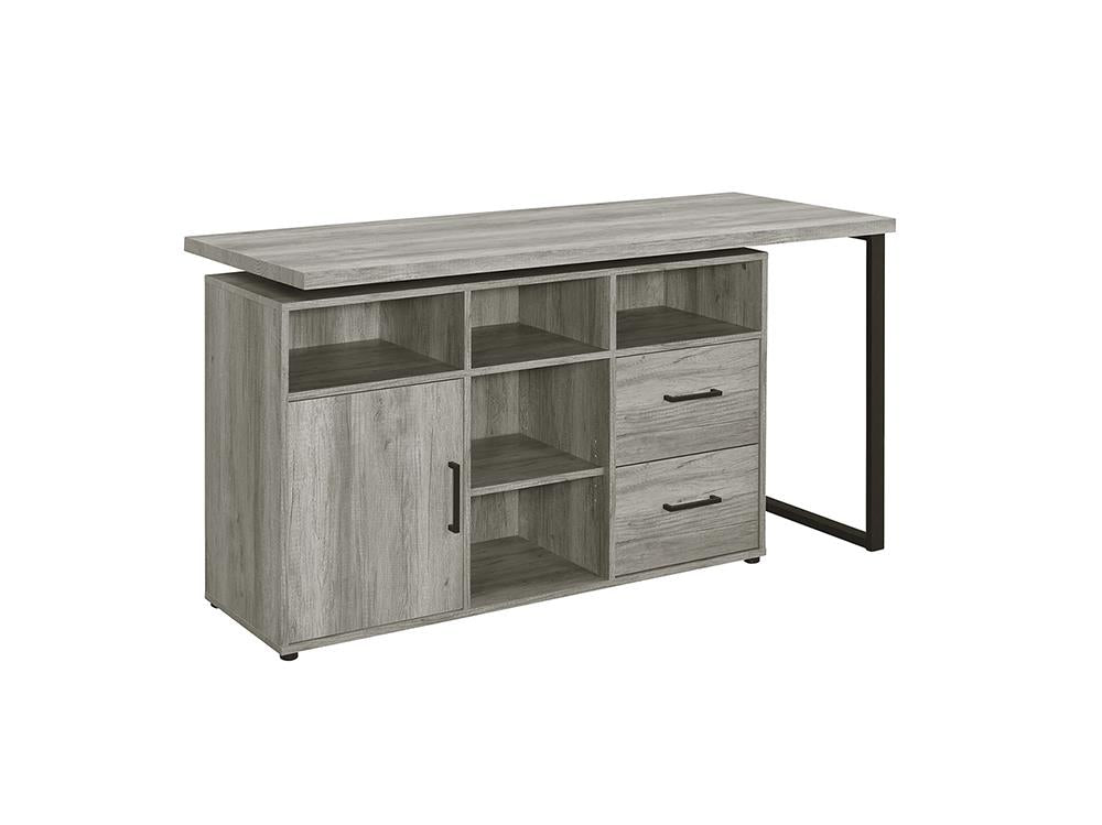 Hertford L-shape Office Desk with Storage Grey Driftwood - What A Room