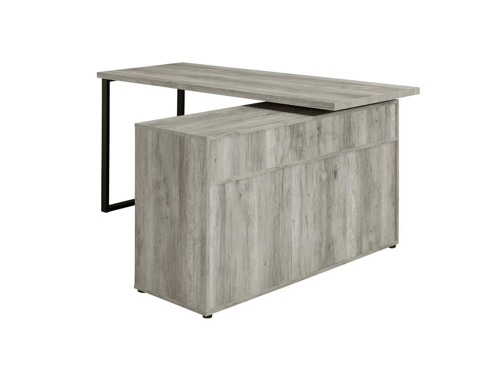 Hertford L-shape Office Desk with Storage Grey Driftwood - What A Room