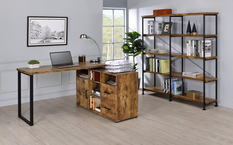 Hertford L-shape Office Desk with Storage Antique Nutmeg - What A Room