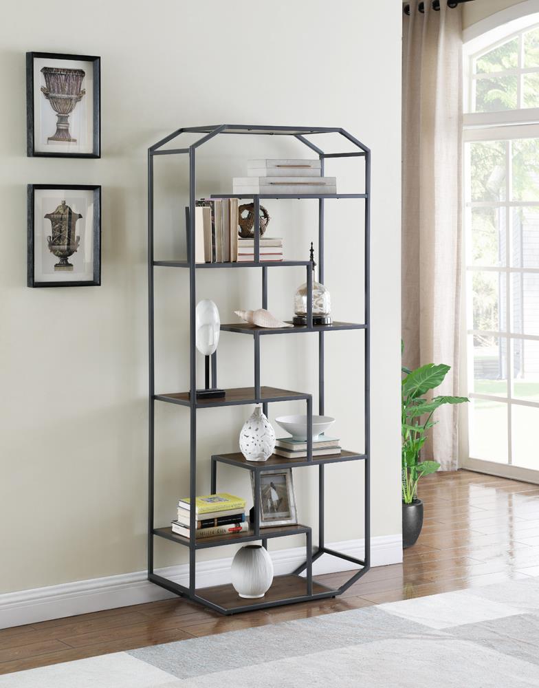 6-shelf Bookcase Rustic Brown and Dark Grey - What A Room