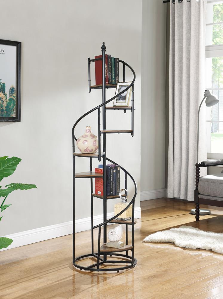 8-shelf Staircase Bookcase Rustic Brown and Black - What A Room