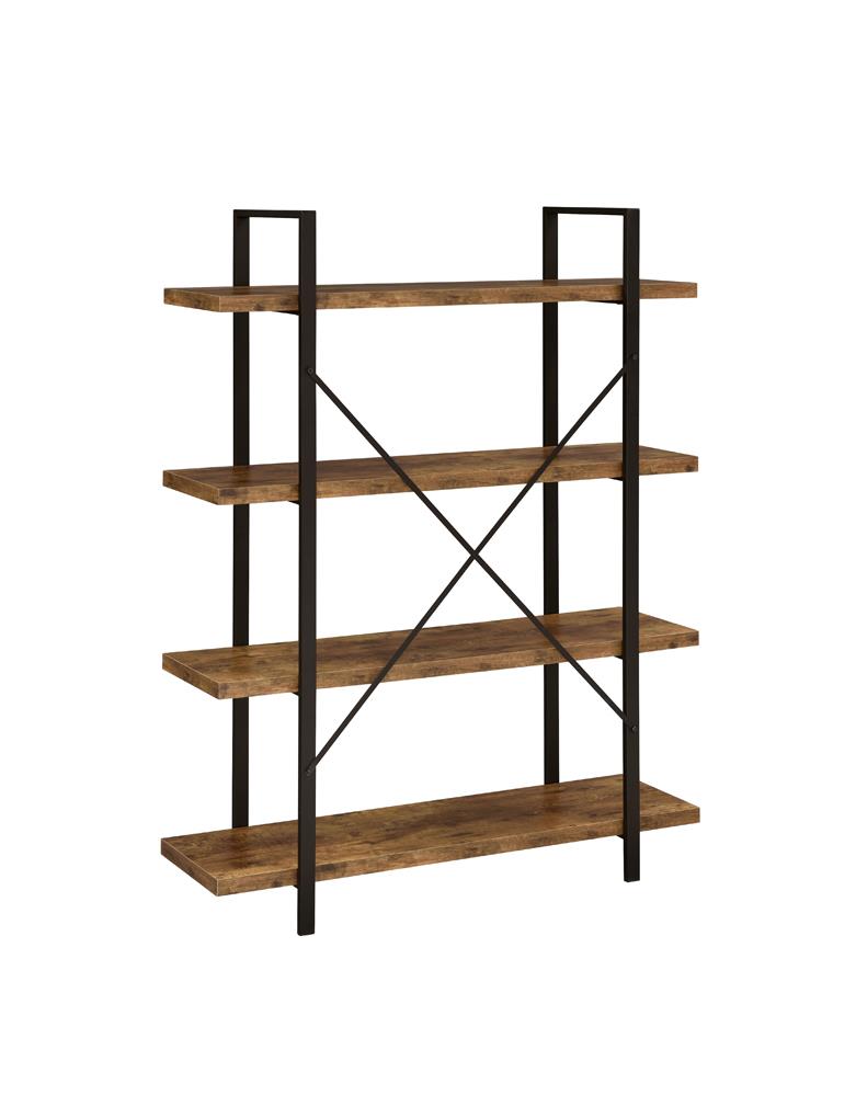 4-Shelf Bookcase Antique Nutmeg and Black - What A Room