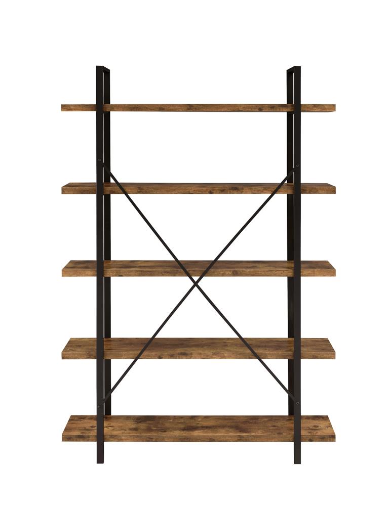 5-Shelf Bookcase Antique Nutmeg and Black - What A Room