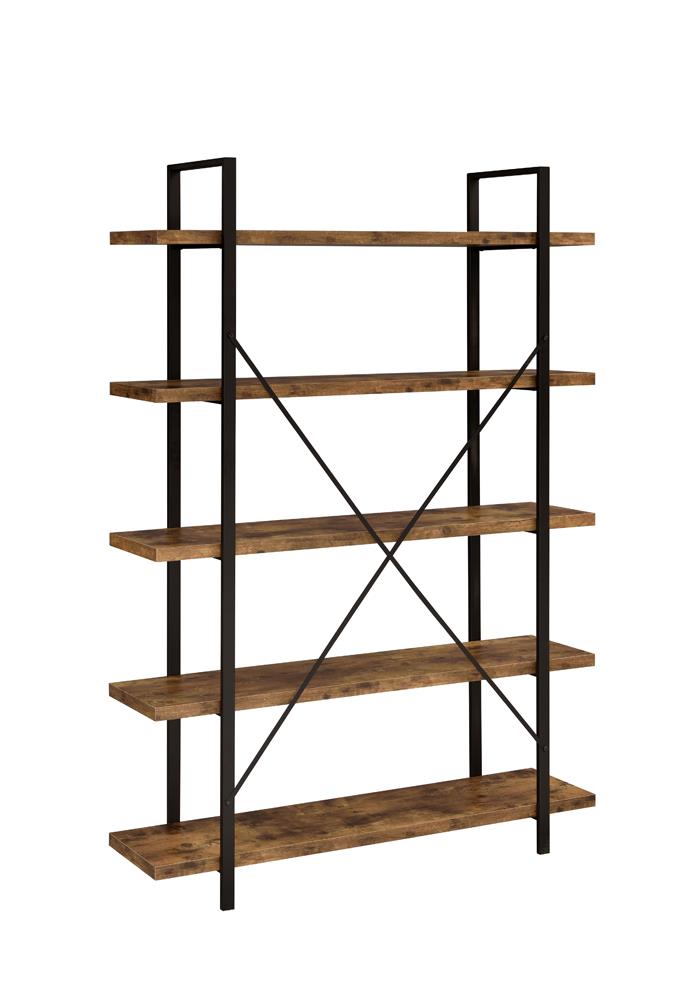 5-Shelf Bookcase Antique Nutmeg and Black - What A Room