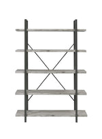 5-Shelf Bookcase Grey Driftwood and Gunmetal - What A Room