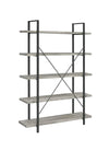 5-Shelf Bookcase Grey Driftwood and Gunmetal - What A Room