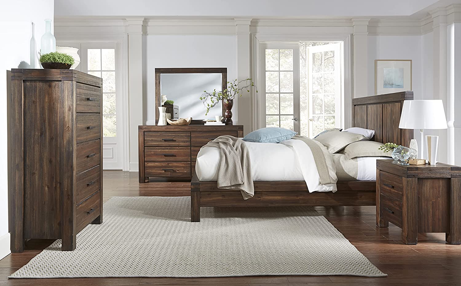 Meadow Solid Wood Platform Bed in Brick Brown - WhatARoom Furniture