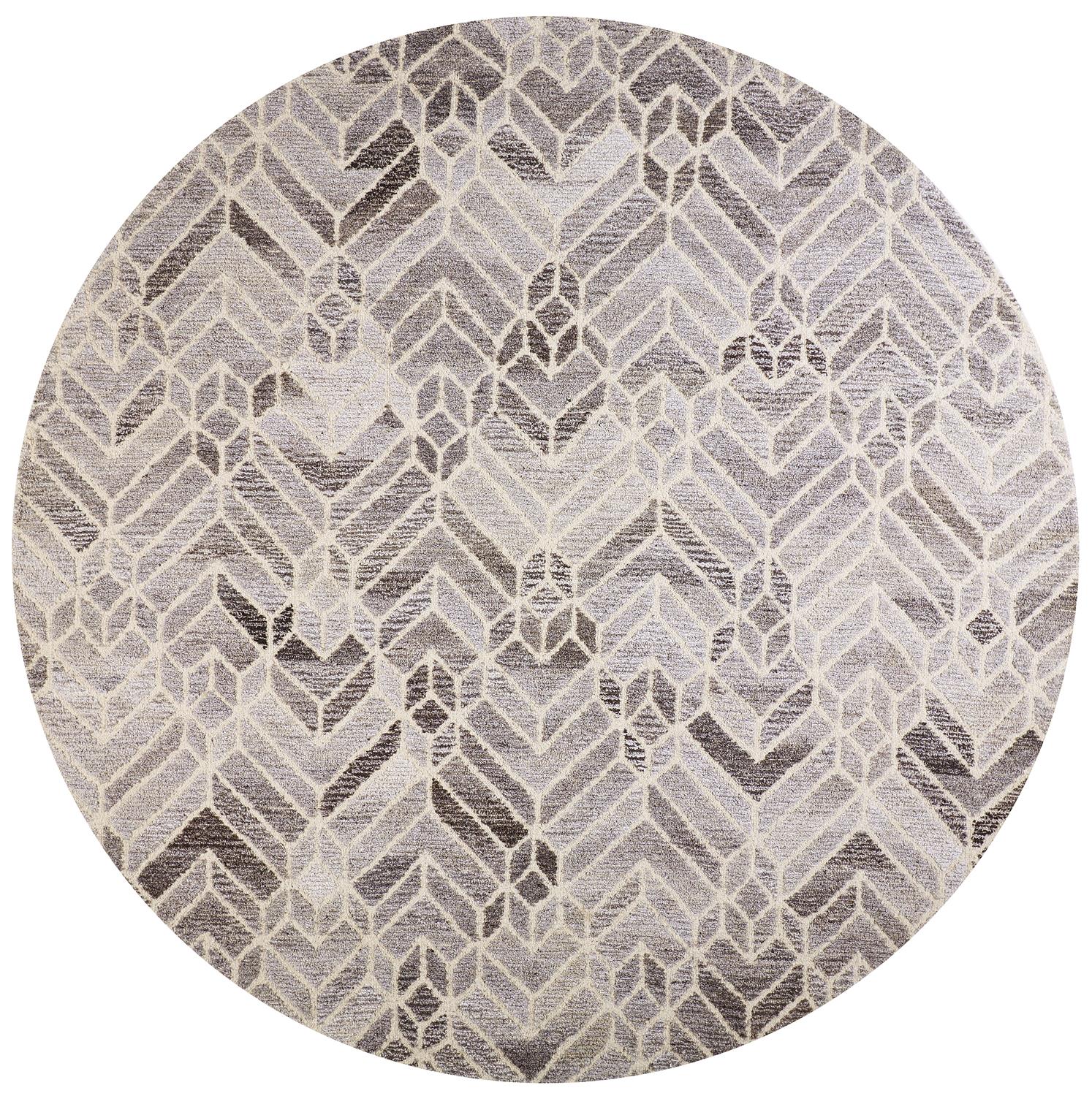 Round accent rug - Contemporary grey on grey with geometric design - Find it locally here in Santa Clara