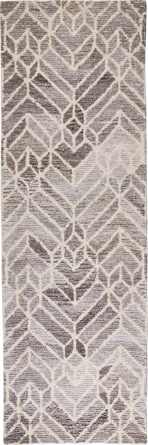 Hallway runner rug Cotnemporary grey on grey geometric design - What A Room Home furnishings near you