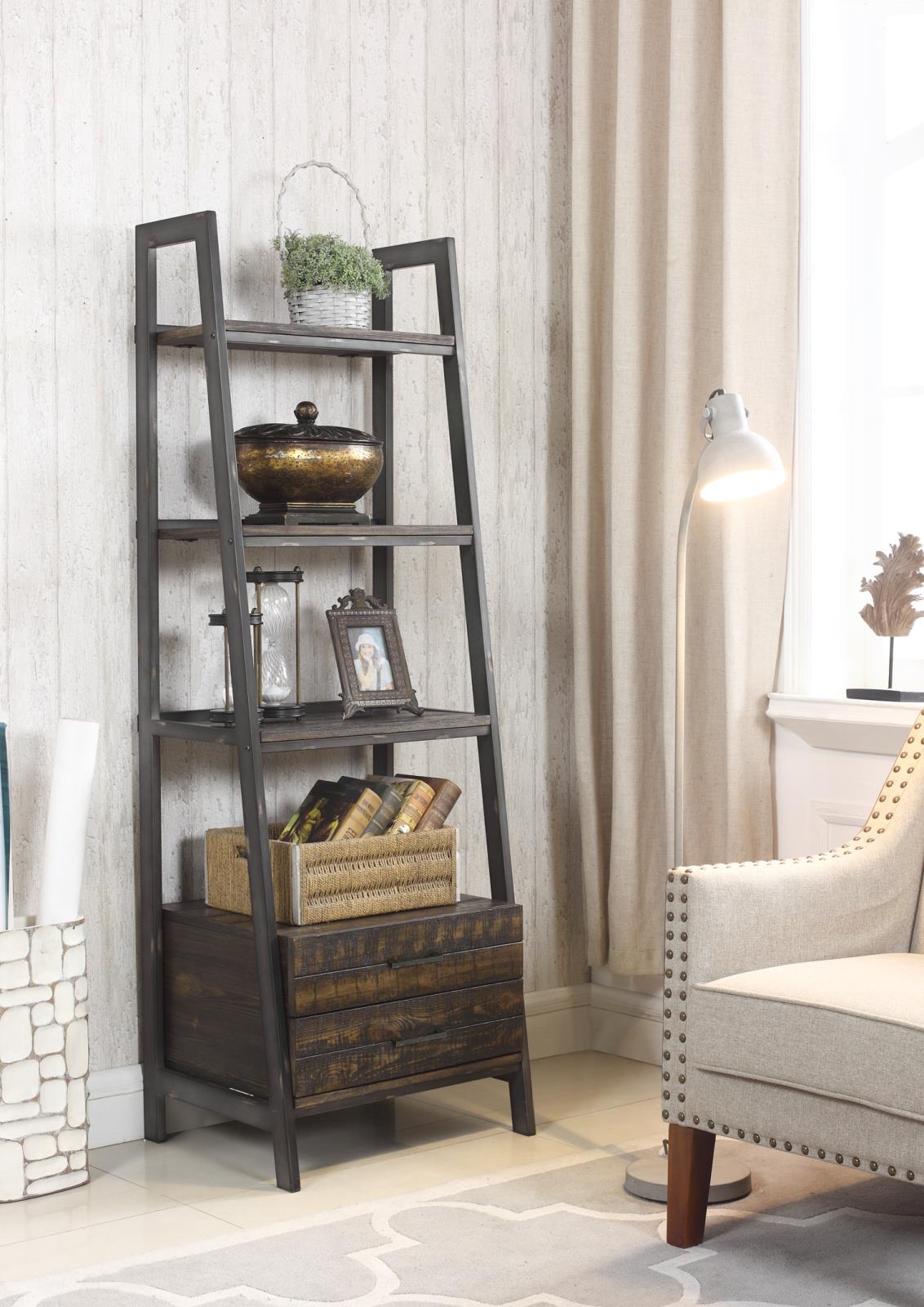 Delmar 2-drawer Bookcase Burnished Cognac and Weathered Gunmetal - What A Room