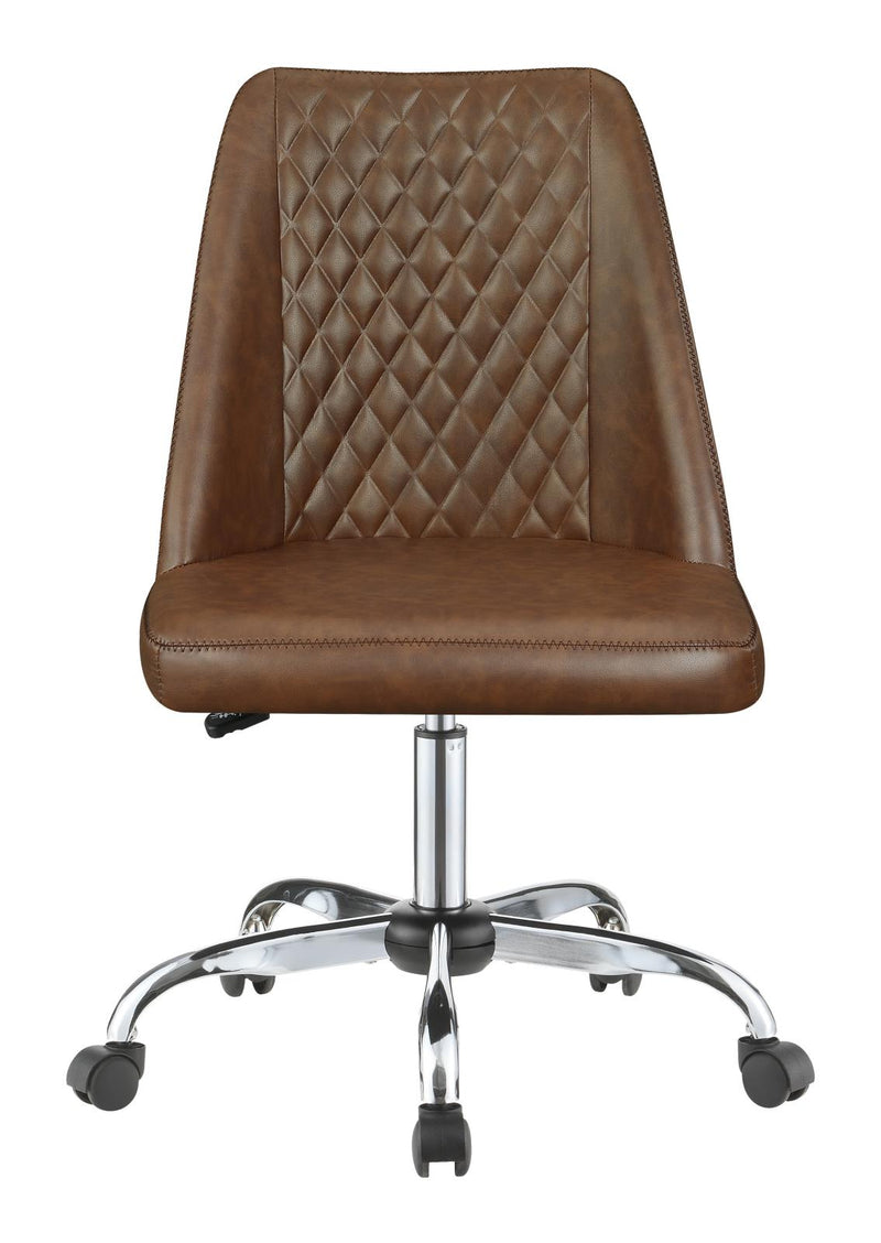 Upholstered Tufted Back Office Chair Brown and Chrome - What A Room