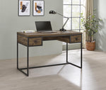 Millbrook 2-drawer Writing Desk Rustic Oak Herringbone and Gunmetal - What A Room