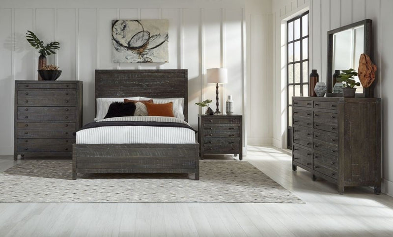 Townsend Solid Wood Low-Profile Bed in Gunmetal - What A Room