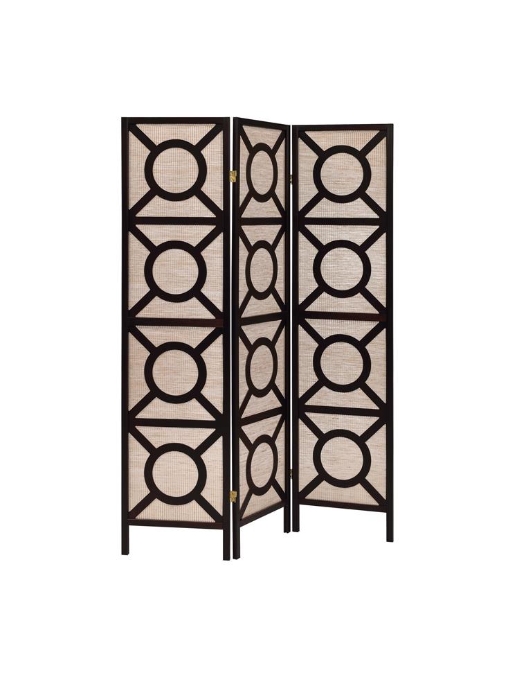 3-panel Geometric Folding Screen Tan and Cappuccino - What A Room