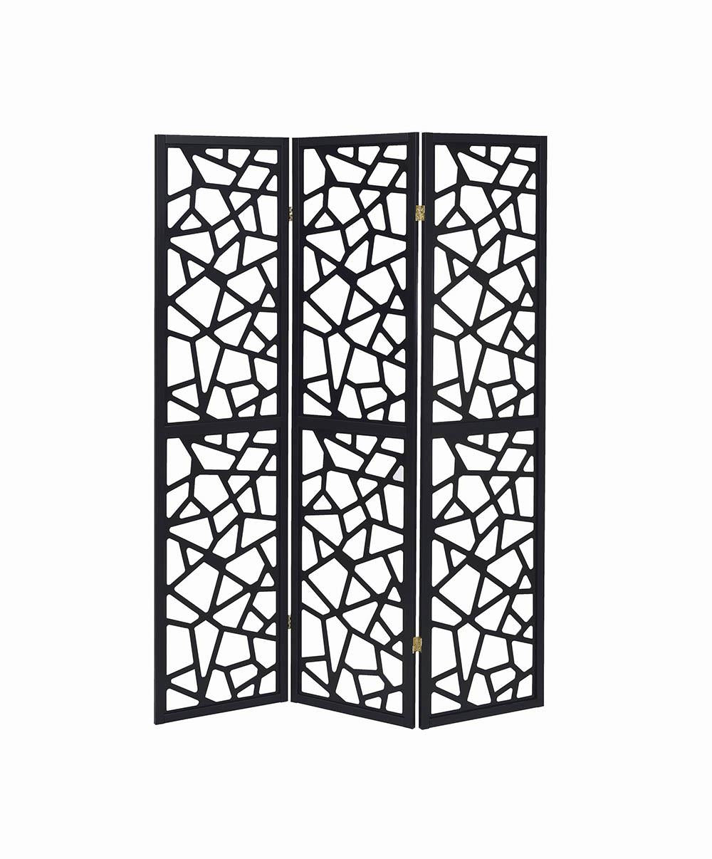 3-panel Open Mosaic Pattern Room Divider Black - What A Room