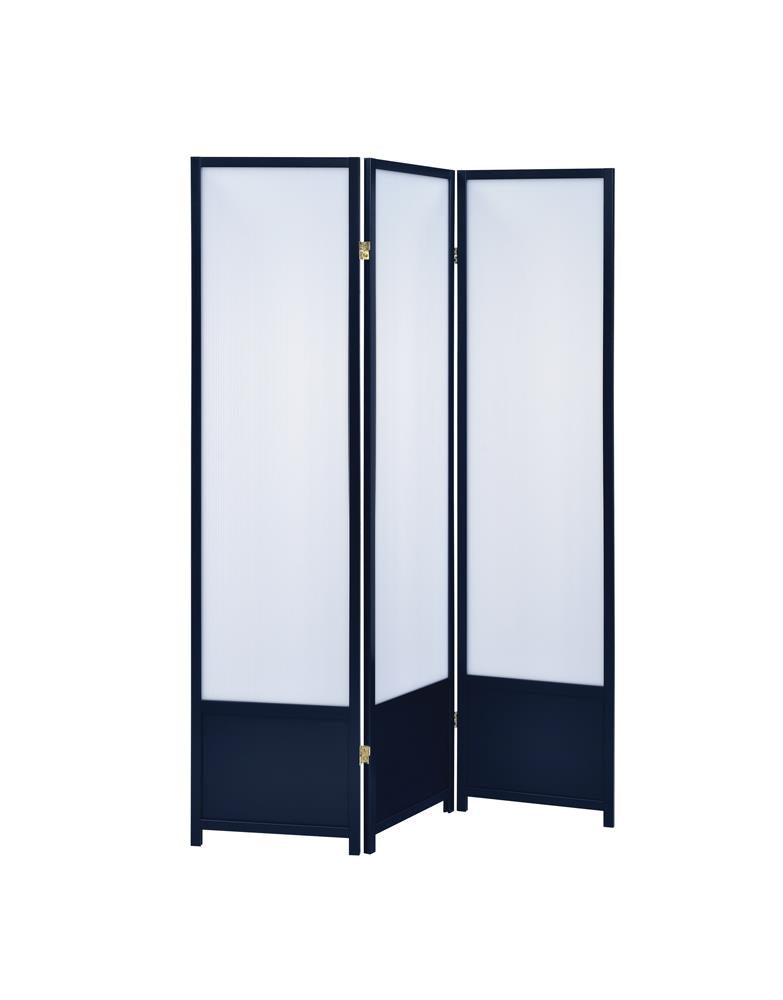 3-panel Folding Floor Screen Translucent and Black - What A Room