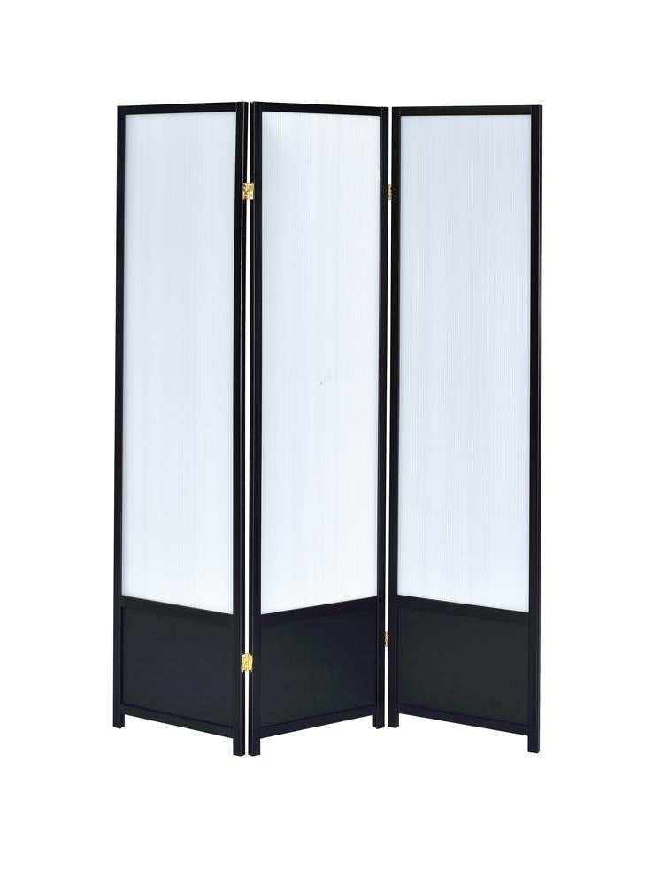 3-panel Folding Floor Screen Translucent and Black - What A Room