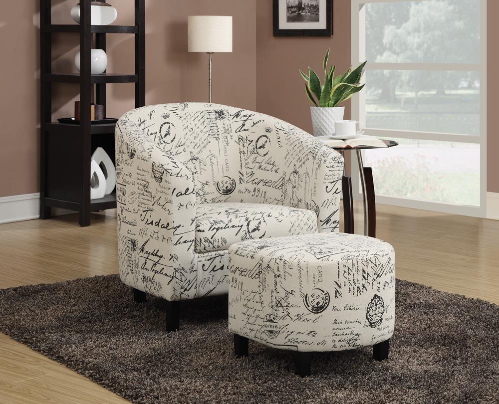 2-piece Upholstered Accent Chair and Ottoman Off White - What A Room