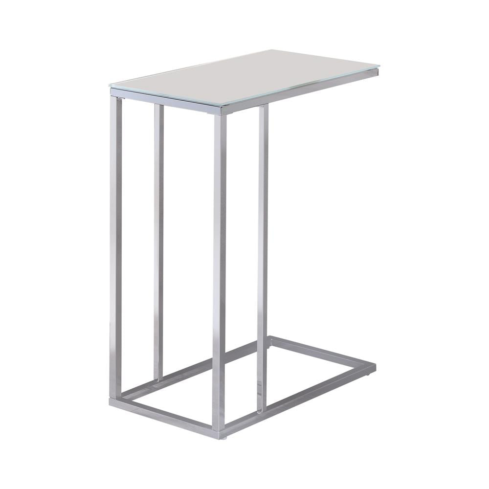 Glass Top Accent Table Chrome and White - What A Room